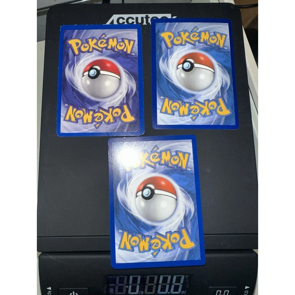 3 miscut / misprint pokemon cards ryme, super potion,‎ lampent, lp-dmg